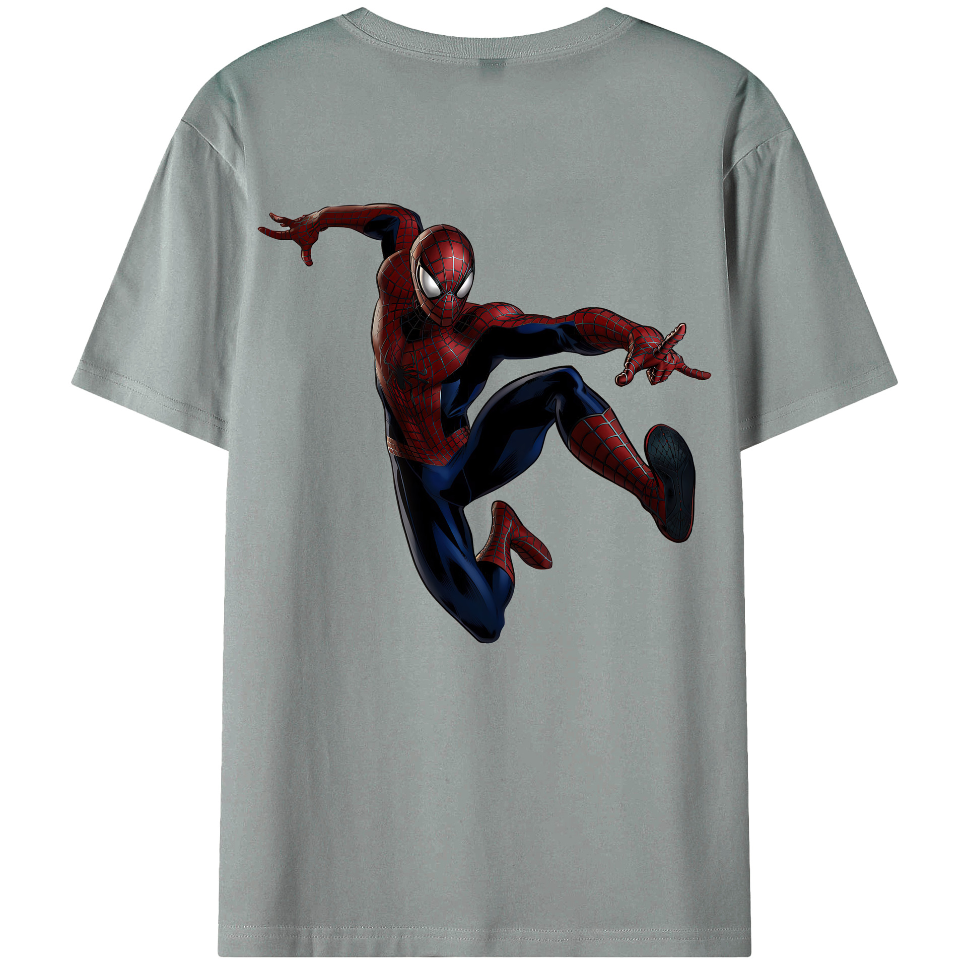 （画像用） Spider Man スパイダーマン 綿100％ メンズ半袖Tシャツ（バックプリント） 通気性